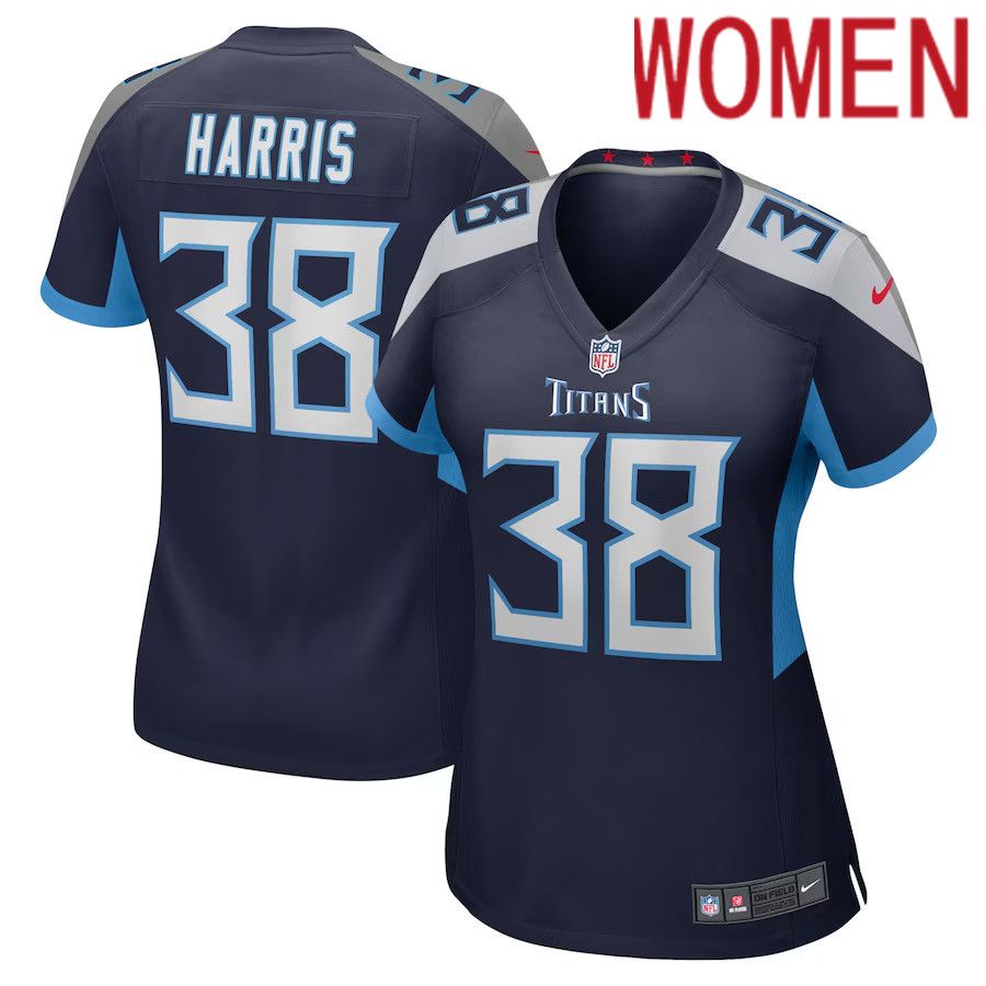 Women Tennessee Titans 38 Davontae Harris Nike Navy Home Game Player NFL Jersey